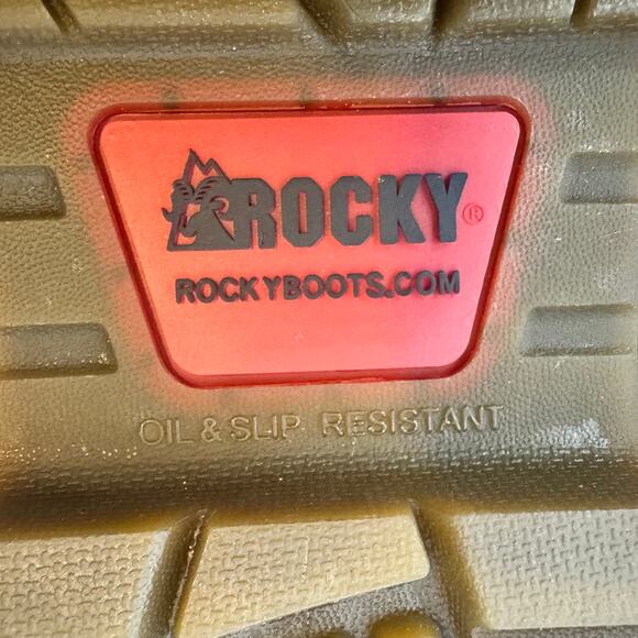 Rocky Work Boots Men’s Size 10.5 Brown Leather Pull On Construction Flawed Wide - Picture 4 of 12